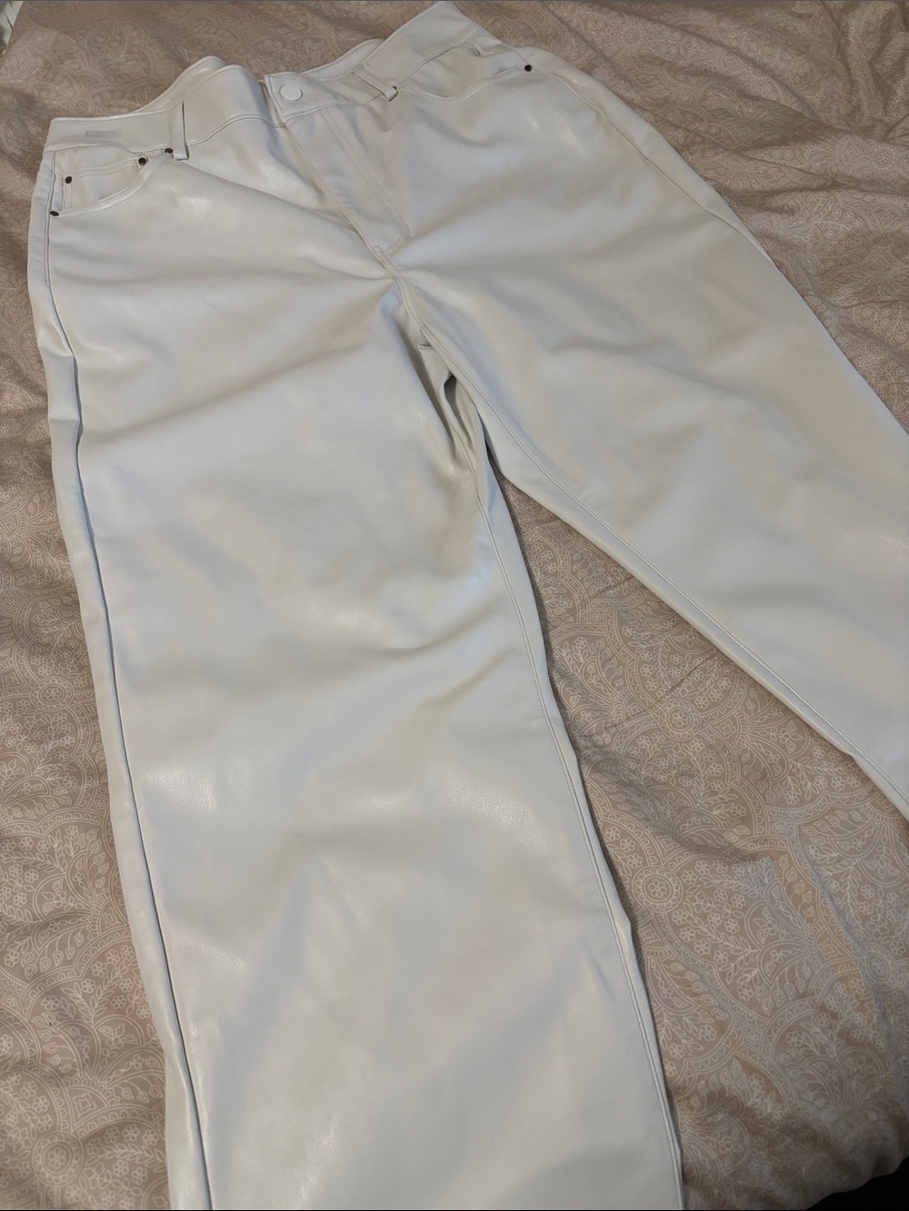 Badgley Mischka White Vegan Leather Jeans
